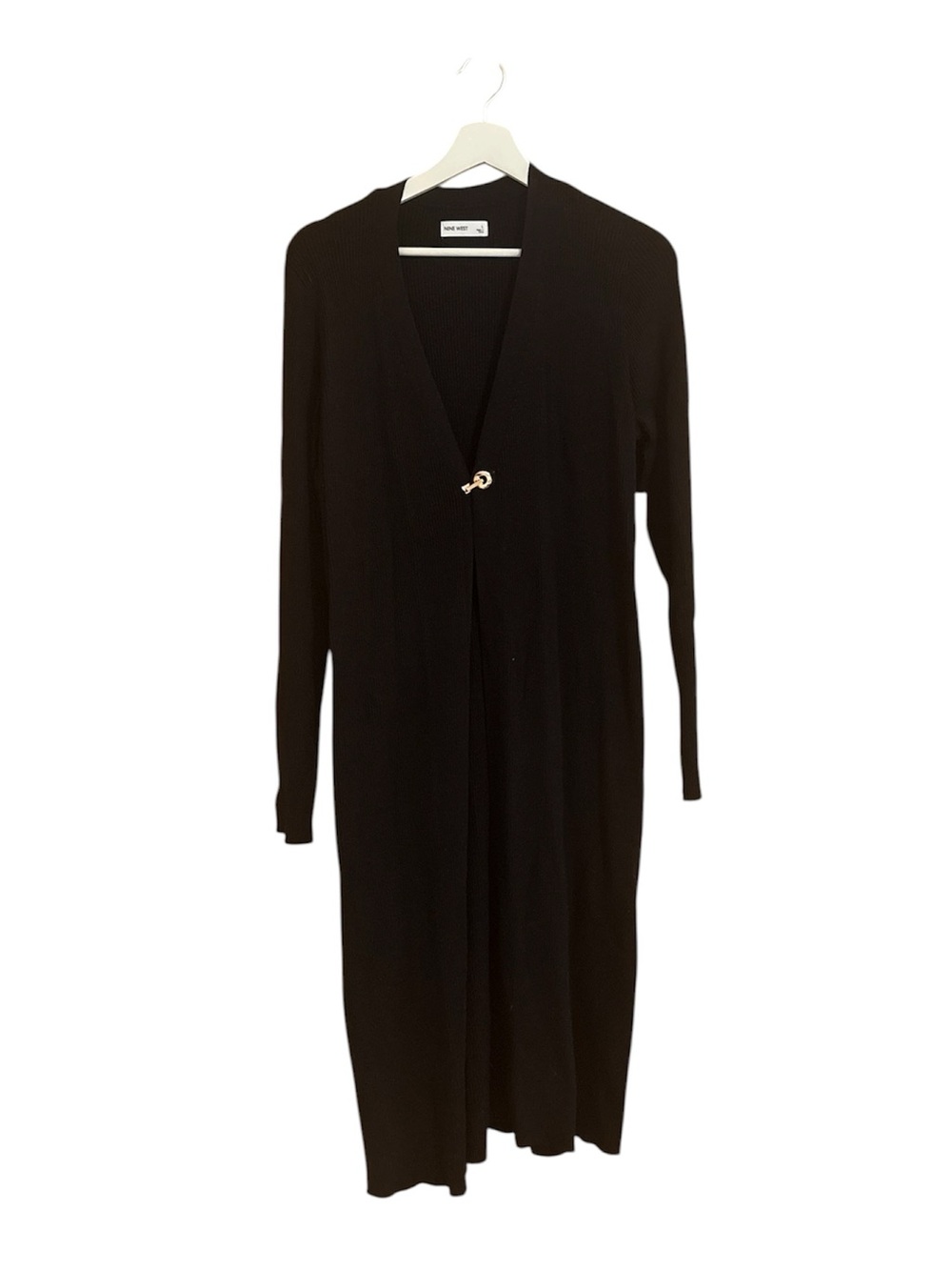 💜Nine West Size Large Black Long-Line Cardigan Sweater New With Tags